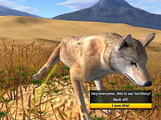 Screenshot of a wolf urinating